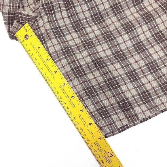 Brooks Brothers Shorts Men's 34x9 Irish 100% Linen Gingham Plaid Brown EUC - Picture 4 of 6